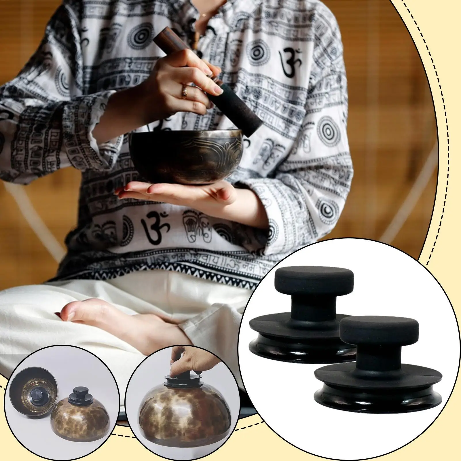 

Singing Bowl Stabilizer 2 Pieces Silicone Suction Handle For Singing Bowl Stable Stand Zen Decor For Chakra Balancing Meditation