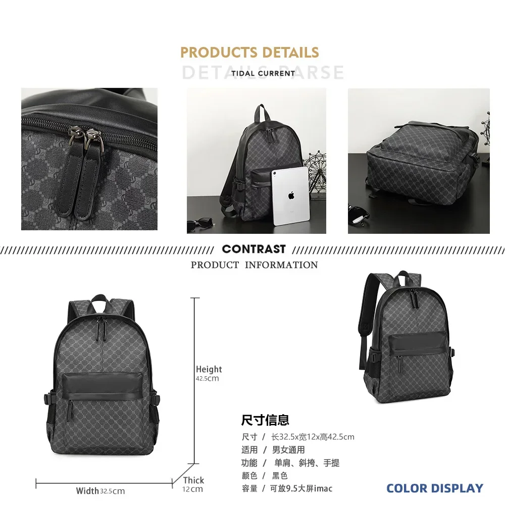 Rucksack mit Blumenmuster für Herren, modisches Design, Herrenrucksäcke, große Kapazität, Reisetasche für Herren, Rucksack aus PU-Leder, Outdoor-Taschen – Detail 4
