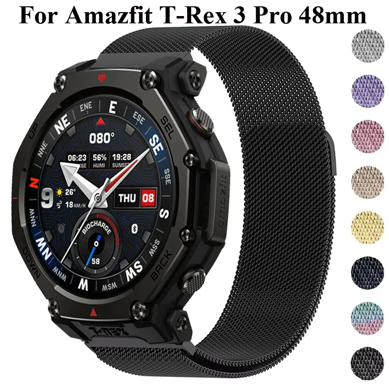 Milanaise-Schlaufe für Amazfit T-Rex 3 Pro 48 mm 44 mm Metall 20 22 mm Armband für Amazfit Helio/Bip 5 6 3 3Pro/Balance 2/GTR/GTS 4 3 2 mini