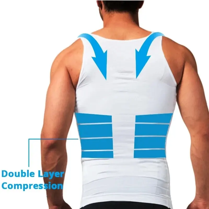 1-2Pcs Men's Shapewear Compression Shirt Tummy Control Slimming Vest Waist Trainer Body Shaper Corset Underwear High Elasticity