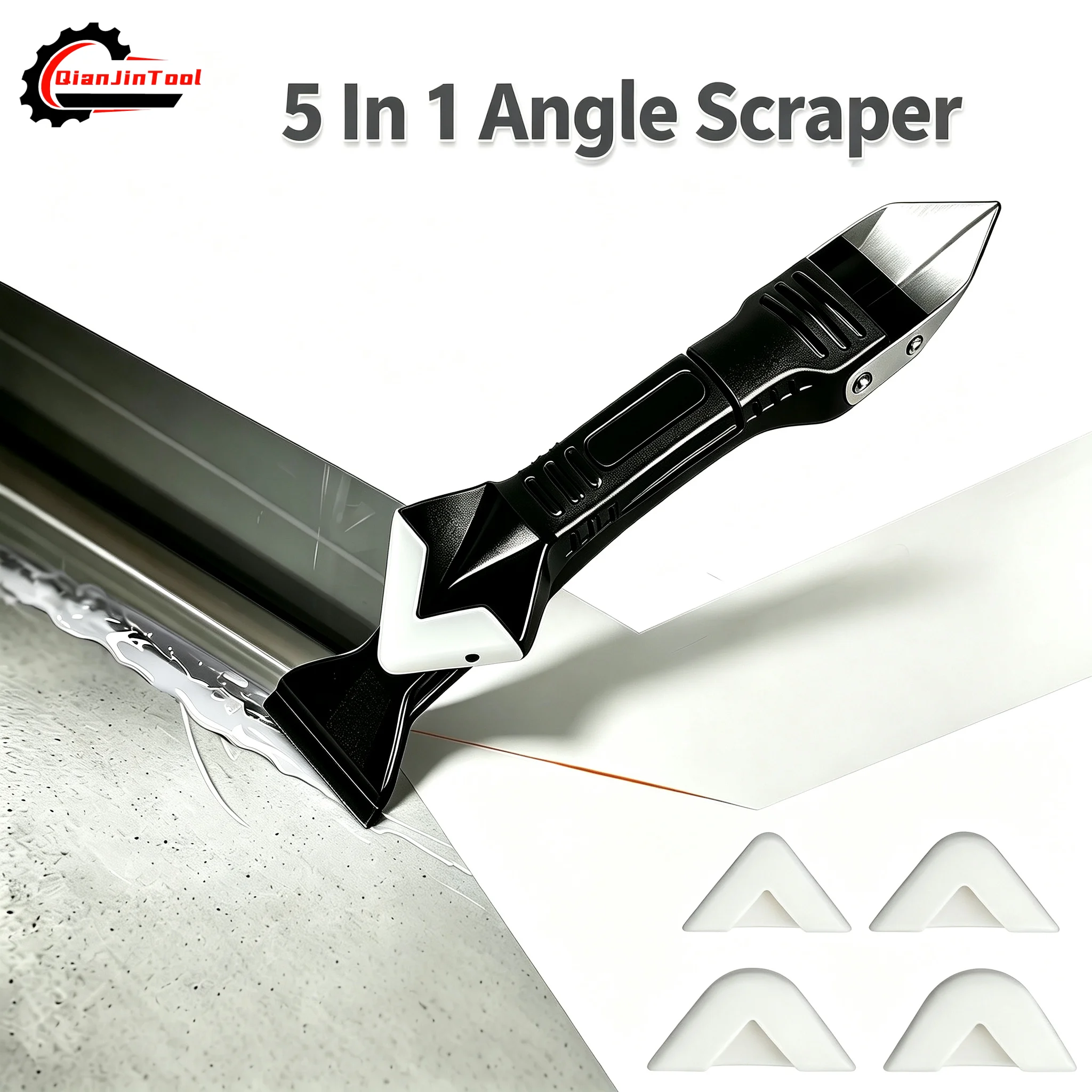 5 In 1 Angle Scraper Shovel Sealant Smooth Tool Metal Tip Remover Caulking Finisher Floor Glue Cleaning Silicone Set Hand Tool