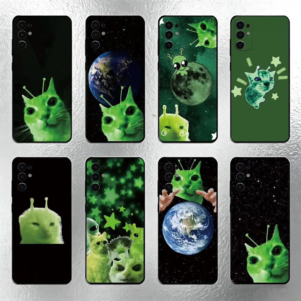 A-alien cue cat Phone Case For Samsung S25,S24,S21,S22,S23,S30,Ultra,S20,Plus,Fe,Soft Silicone Black Cover