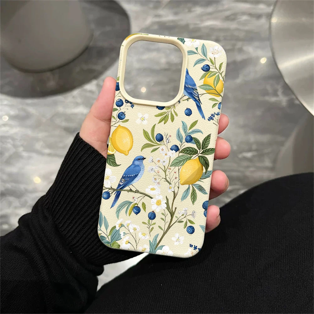 Blue Bird Lemon Handyhülle für iPhone 17 16 15 14 13 12 Pro Max 16 15 14 Plus 17 16 15 14 13 12 Pro 17Air Silikon-Matt-Cover – Detail 5
