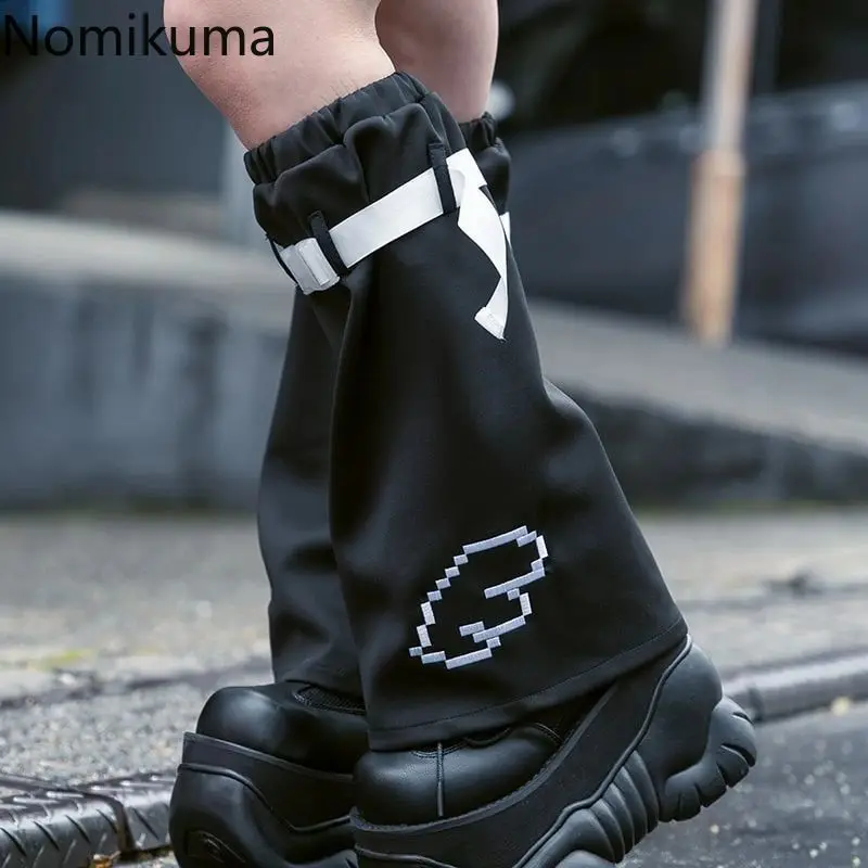 

Japanese Punk Leg Warmers Academia Mall Goth Knee Sleeves Bandage Leg High Boot Stockings Embroidery Full Length Women Socks Y2k