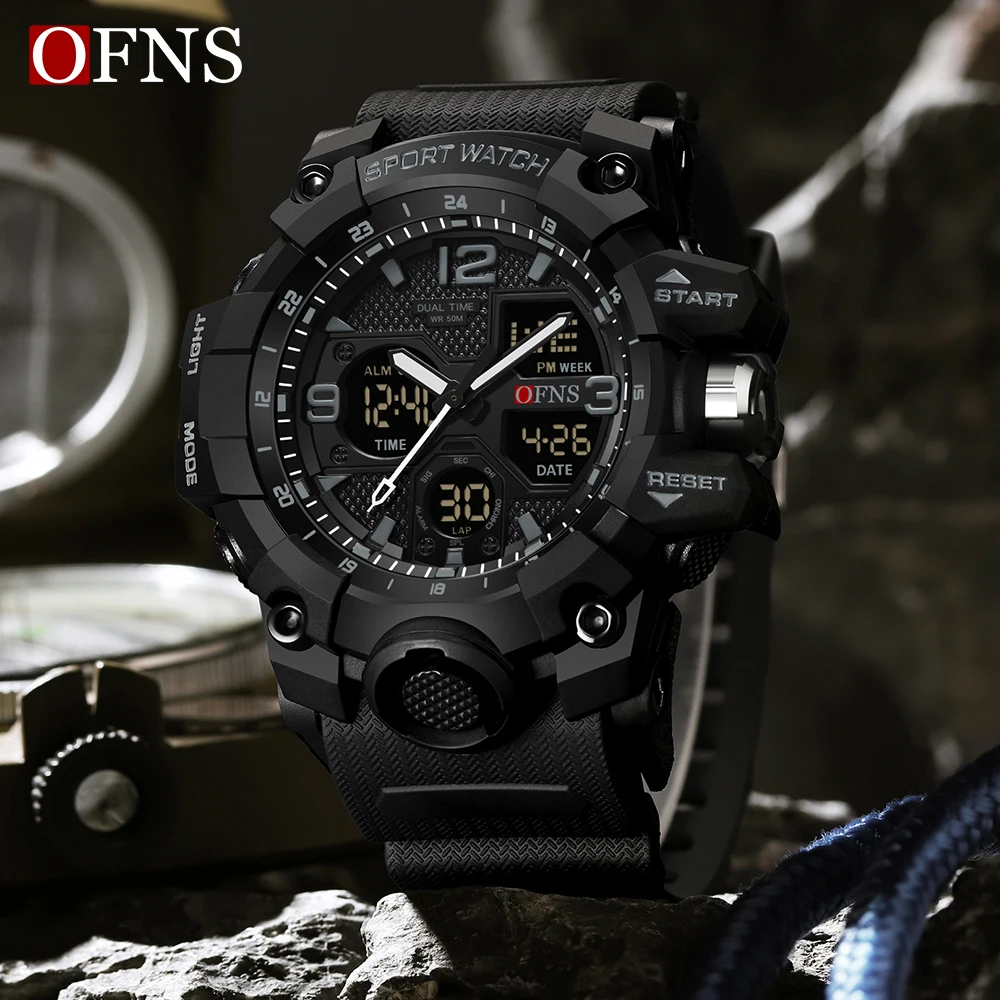 OFNS Top Brand G Style Sports Men\'s Watches Military Quartz Watch Man Waterproof LED Digital Electron Wristwatch for Men Clock