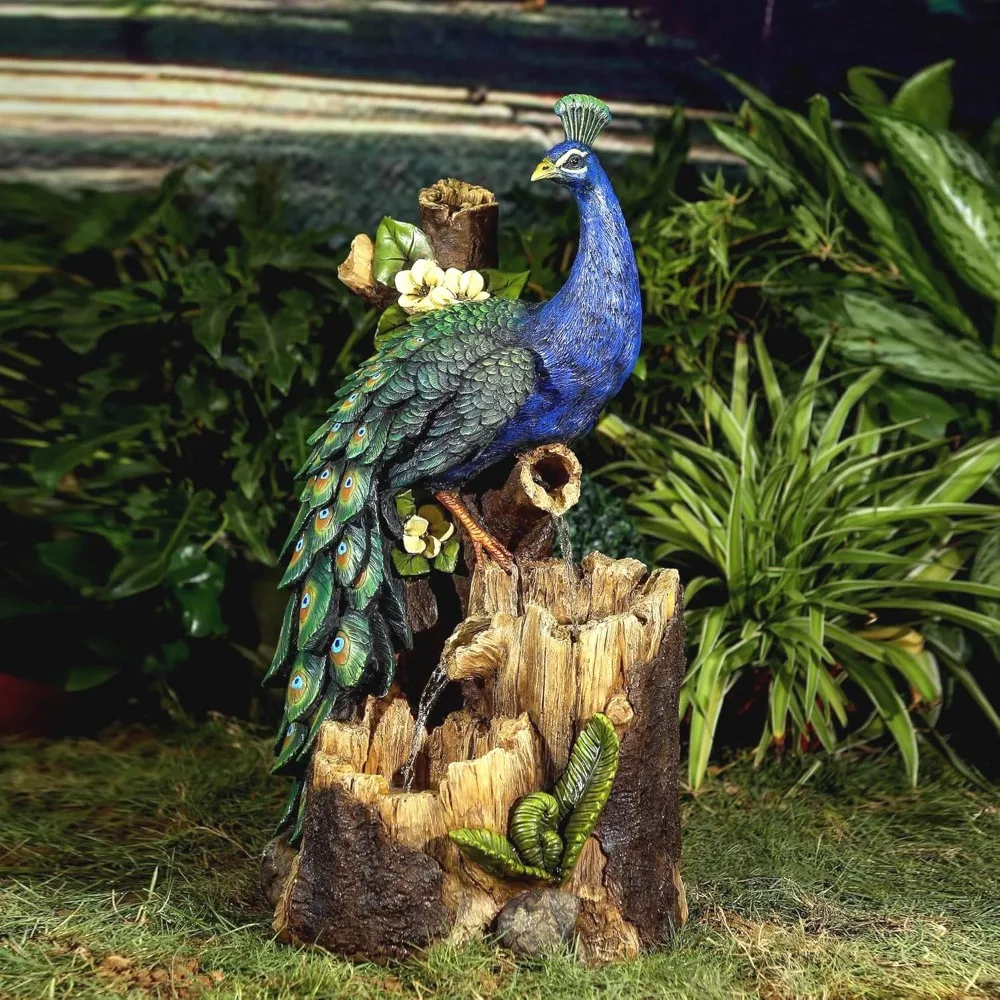 

Peacock Outdoor Fountain in Blue and Brown