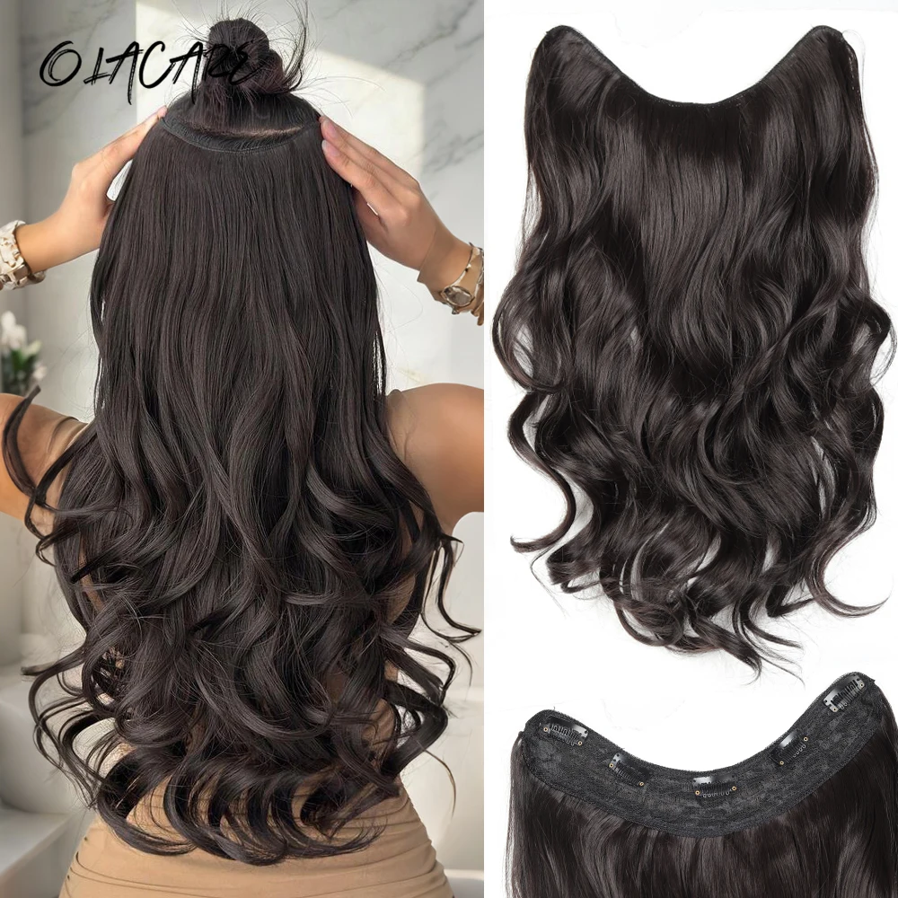 

20Inch Synthetic Long Curly Wavy Hair Extension Wig Layered Hair Extension Hair Pad Fluffy Top Increase Hair Volume For Women