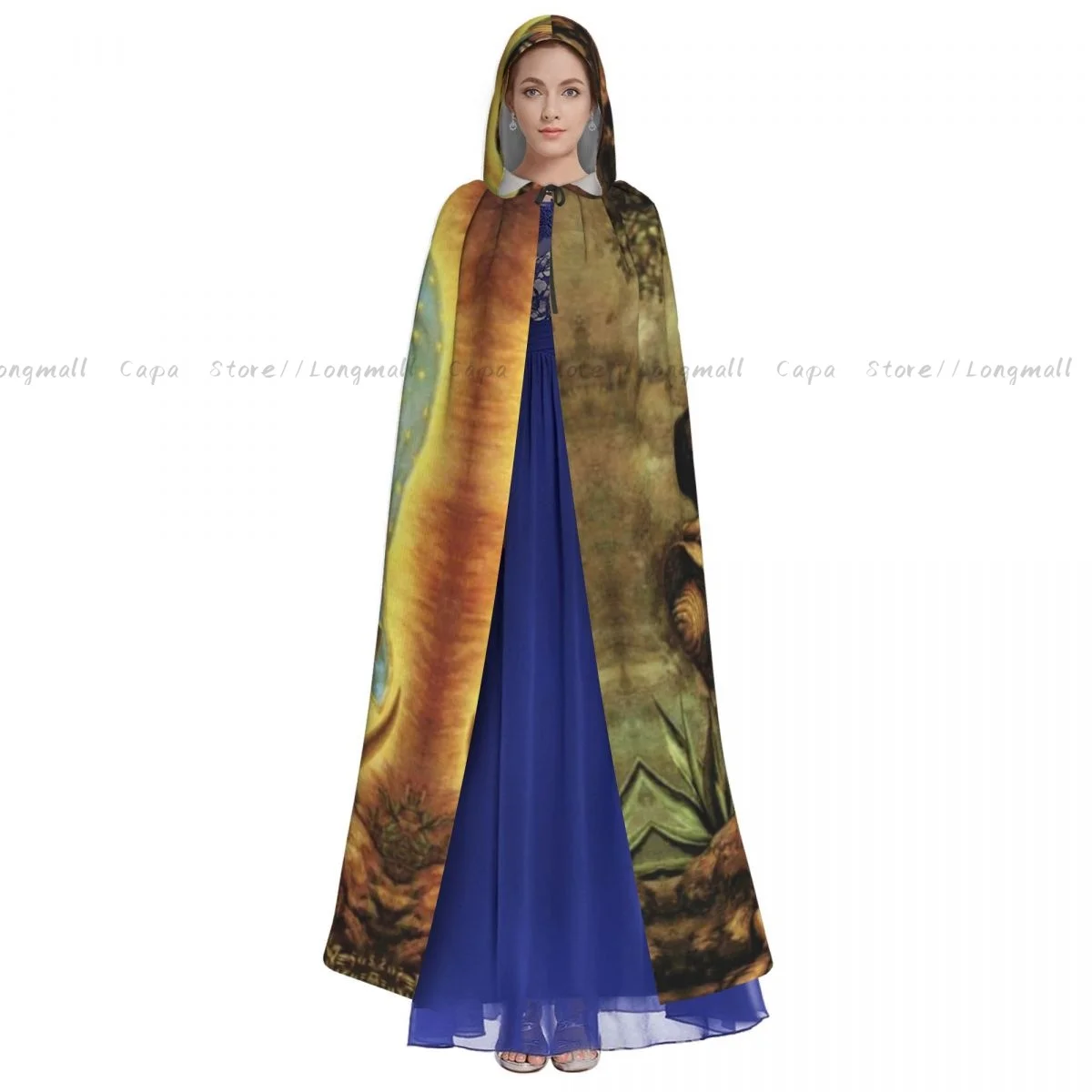 Virgen Guadalupe Juan Diego Hooded Cloak Coat Halloween Cosplay Costume Vampire Devil Wizard Cape Gown Party