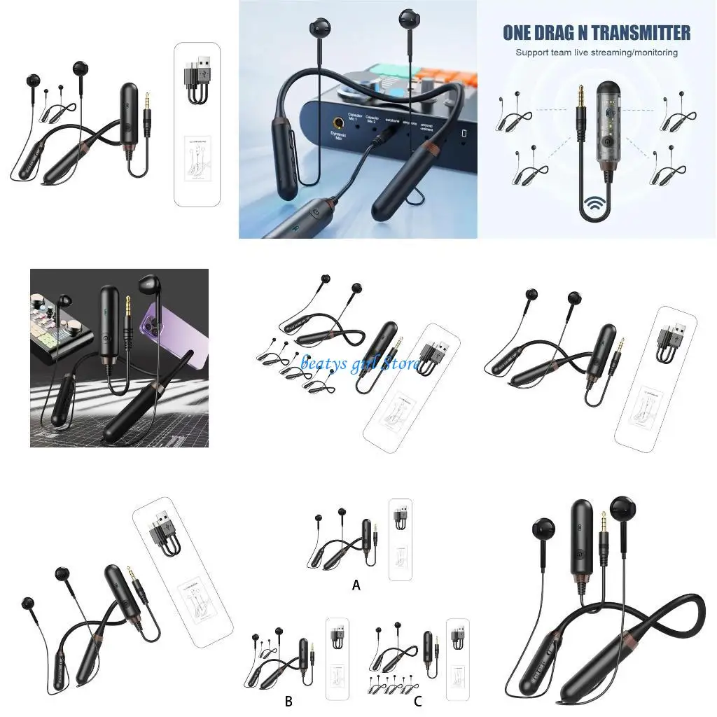 C7AB 2.4GHz Wireless in Ear Monitor System Neckband Design for Presentations Podcasts
