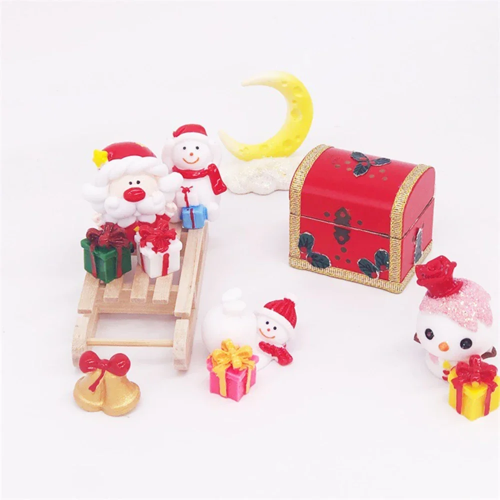 

1/12 Dollhouse Miniature Santa Claus Snowman Sled Set Mini Christmas Model Toy for Doll House Accessories Decoration