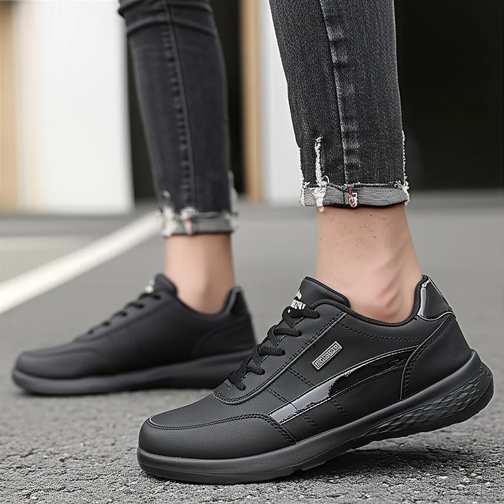 

Men's Black Casual Shoes Are Comfortable Fashionable Loafers Suitable for Daily Use. Men's Formal Shoes Vulgarize Shoes for Sale