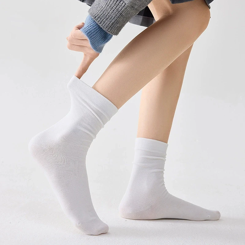 Women Socks Sweat Absorbing New Solid Color Simple Cotton Socks Breathable Casual Daily Comfortable Thin Classic Plain Socks