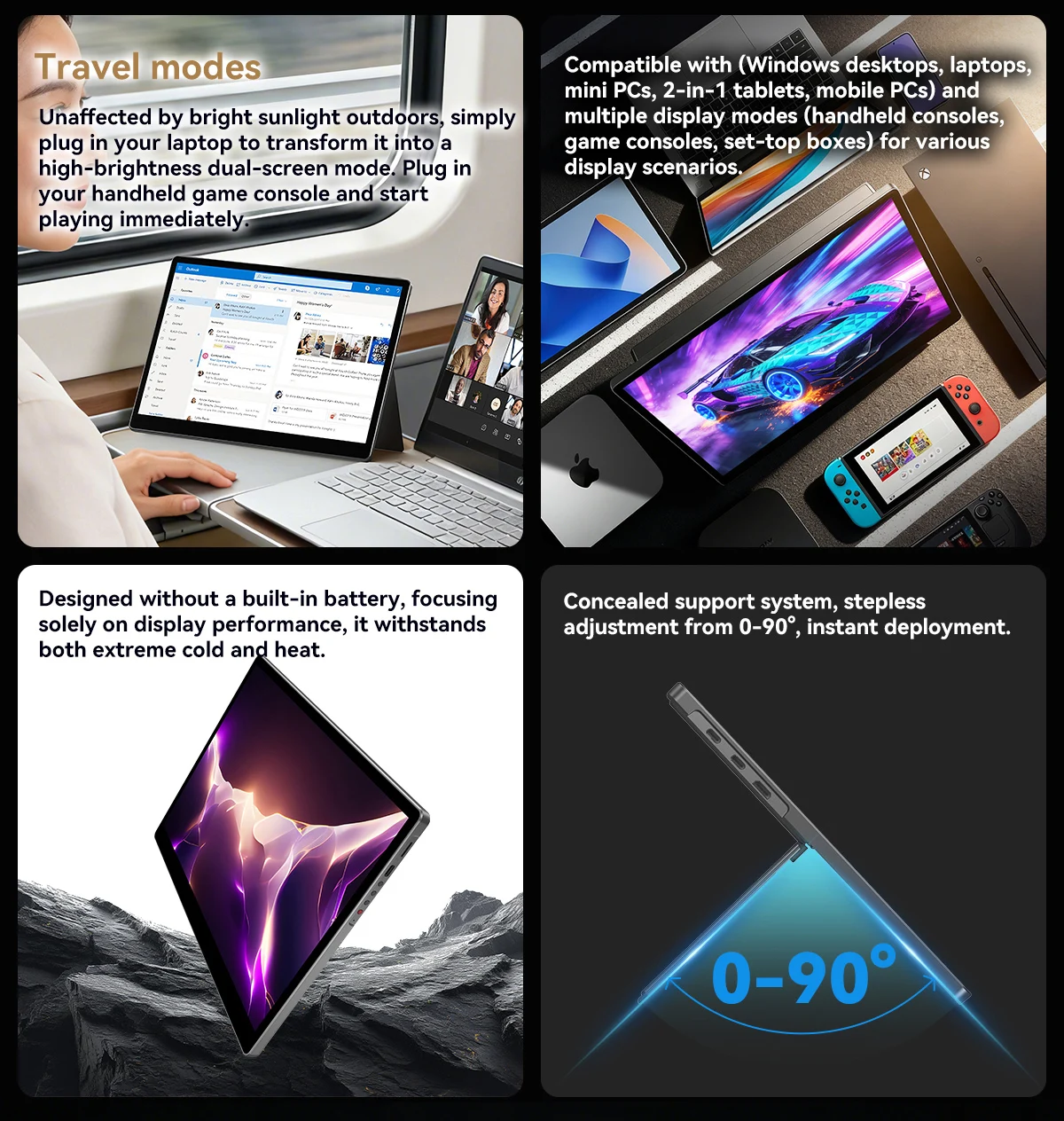 HAILESI 13.5inch 2.2K Portable Monitor S135 2256*1504P 100%sRGB