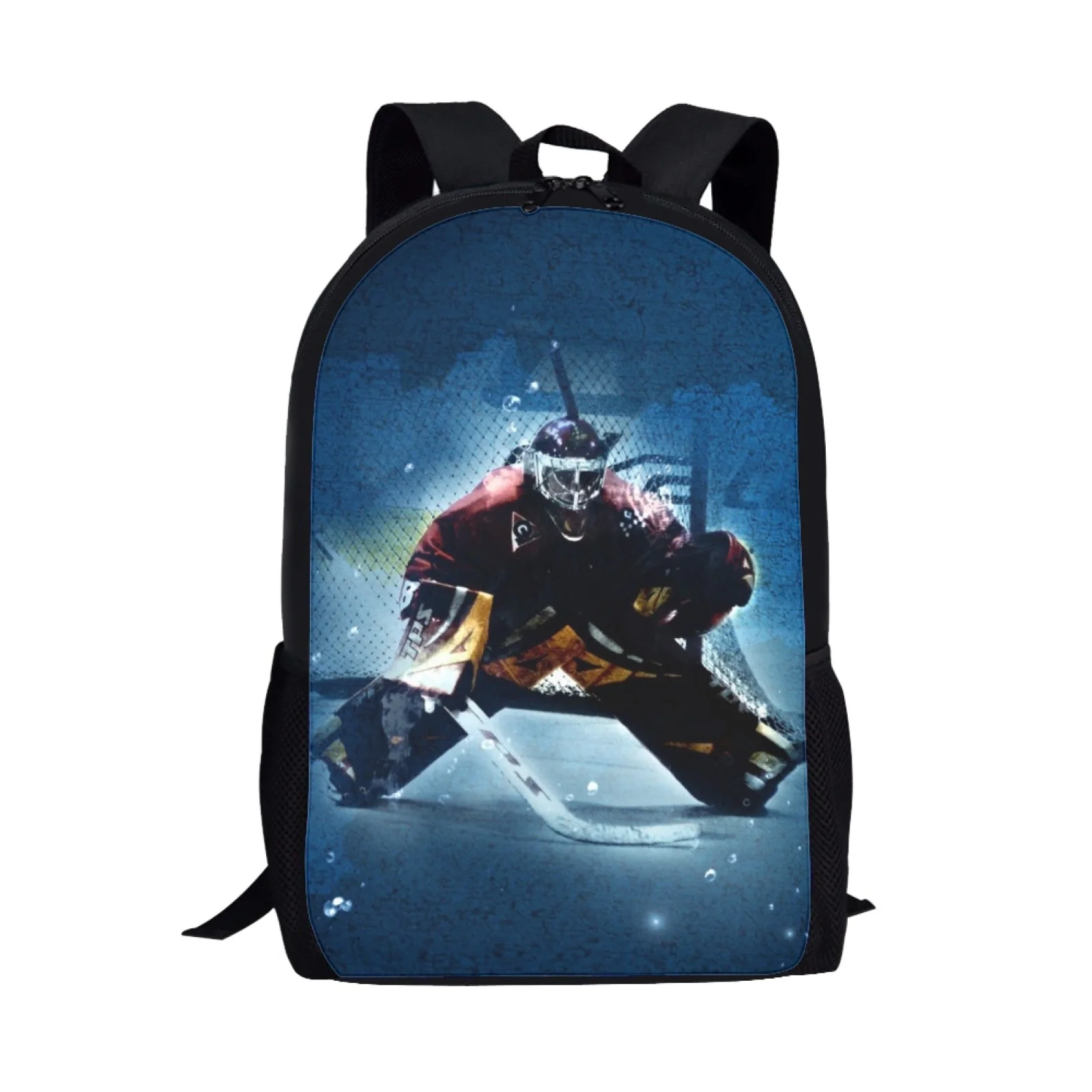 Kids Backpack School Bags for Teenager Boys Cute Ice Hockey Goalie Print School Satchels Bookbag Schoolbag Children Book Bag