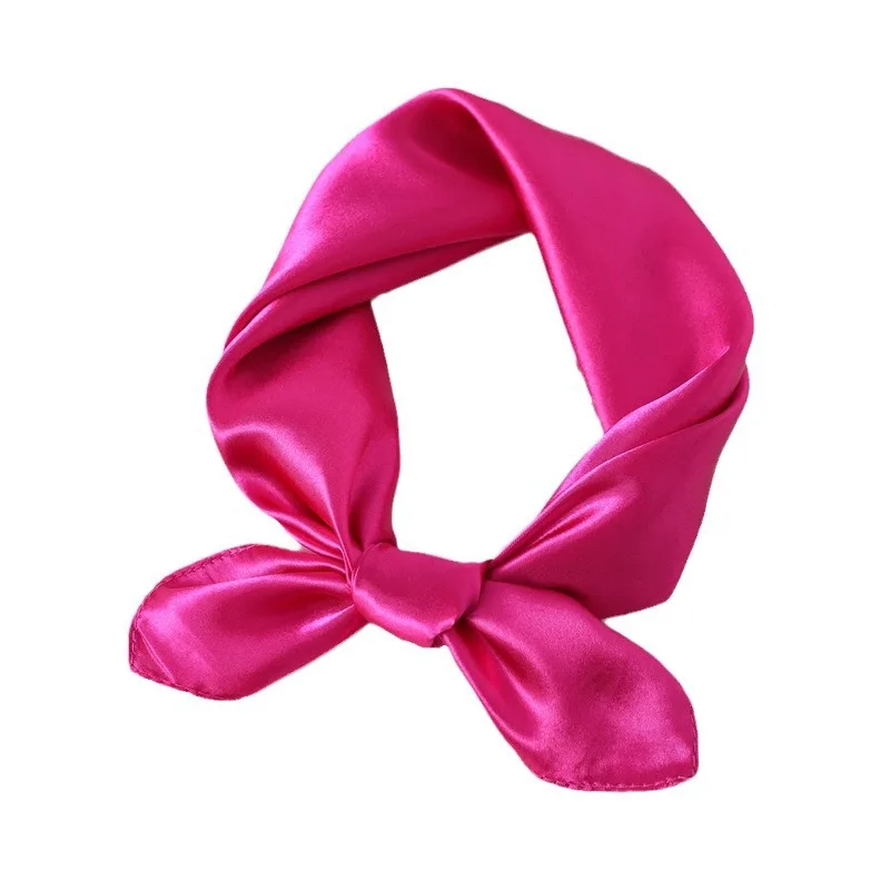 InjFlag-Foulard Carré en Satin pour Femme, Couleur Unie, Petit Châle, Bandana, 60x60cm