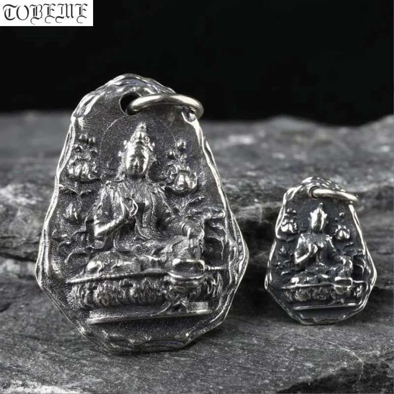 100% 925 Silver Tibetan Green Tara Charm Sterling Buddhist Tata Buddha Pendant Good Luck Amulet