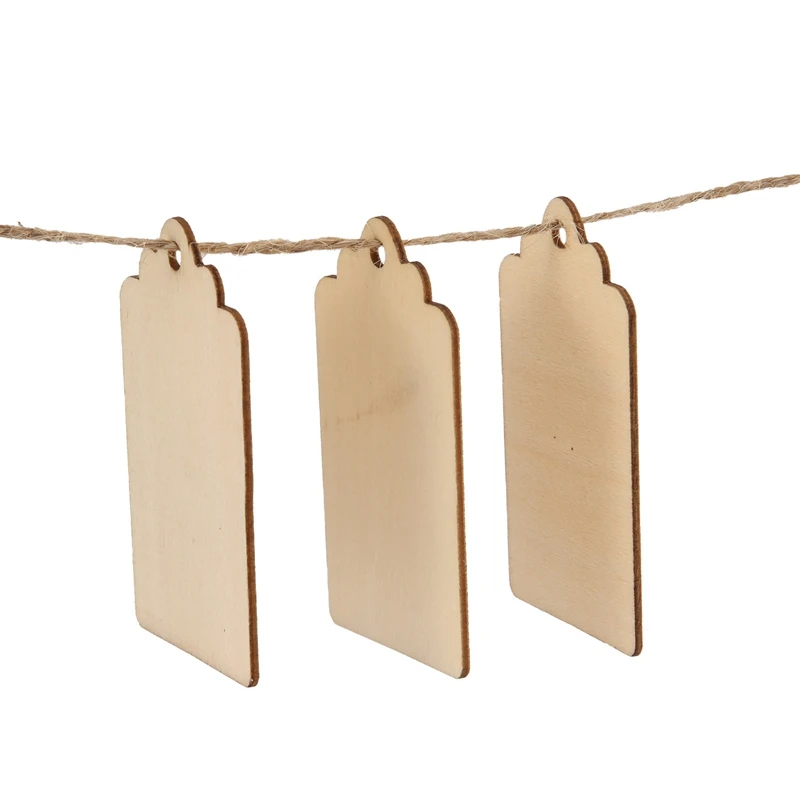 100 Pcs Wood Tag, 2.7 X 1.5 Inch Unfinished Wooden Tags With Hole,For Hanging & Wedding Decor,Craft Projects