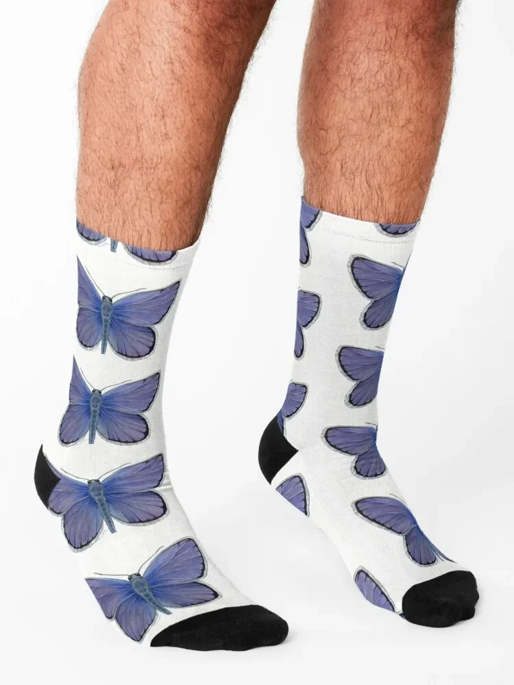 Karner Blue Butterfly Socks meias em movimento meias estéticas femininas masculinas