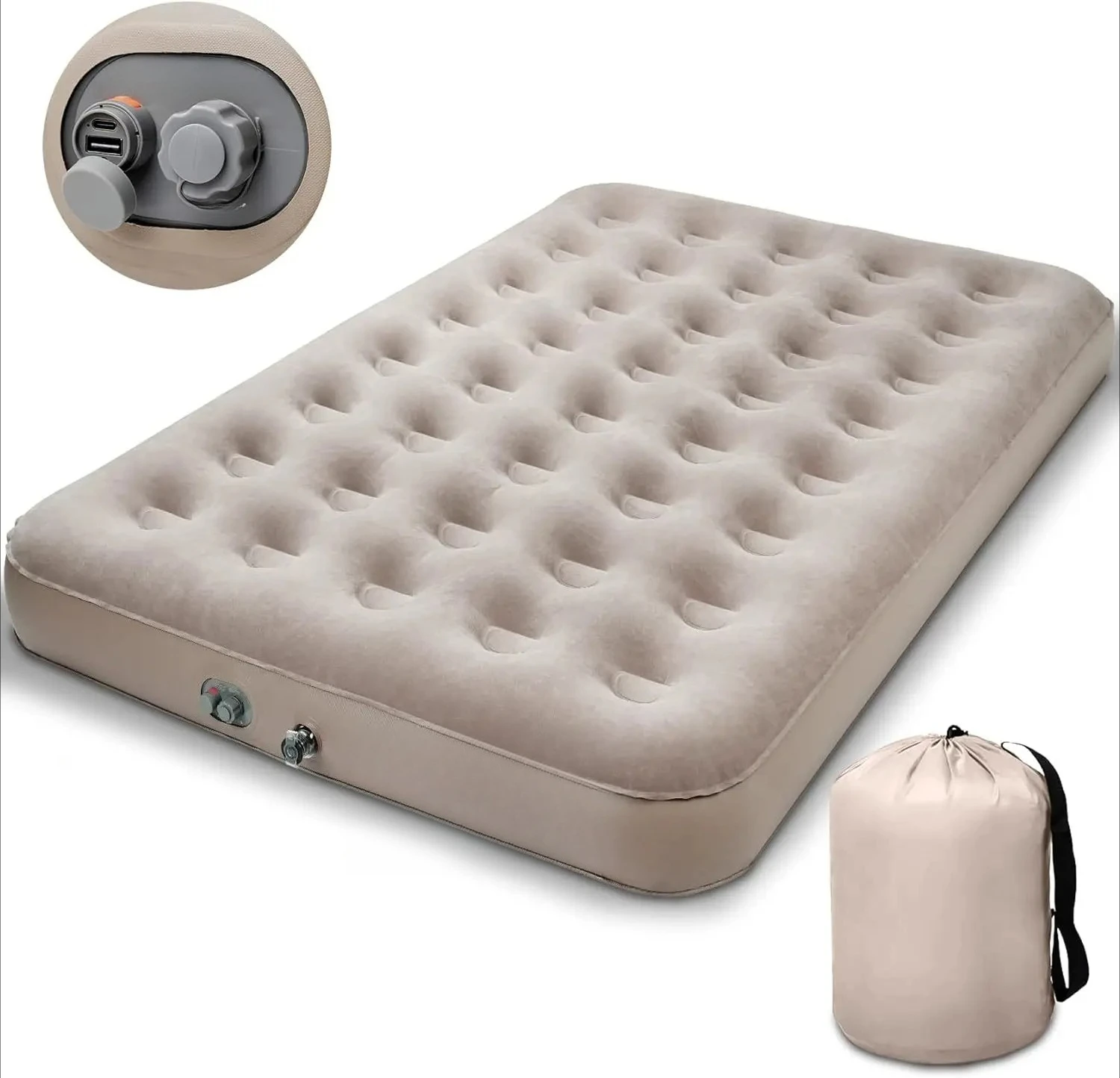 PVC flocking inflatable bed air mattress bed, double inflatable mattress