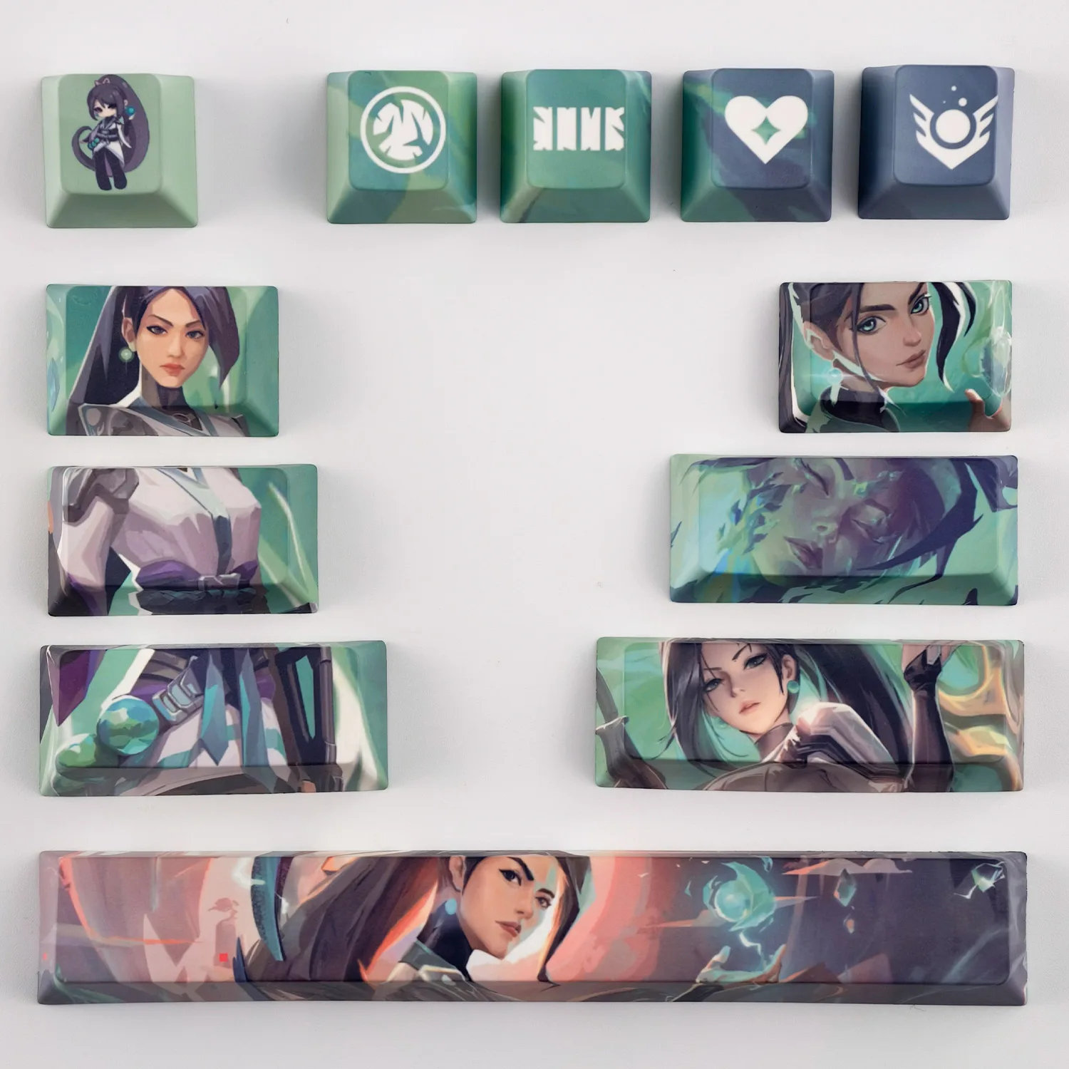 MAIMOOO Valorant Sage Keycaps 12Keys Cherry Profile PBT Thermal Sublimation Custom Anime Game Keycap for Mechanical Keyboard