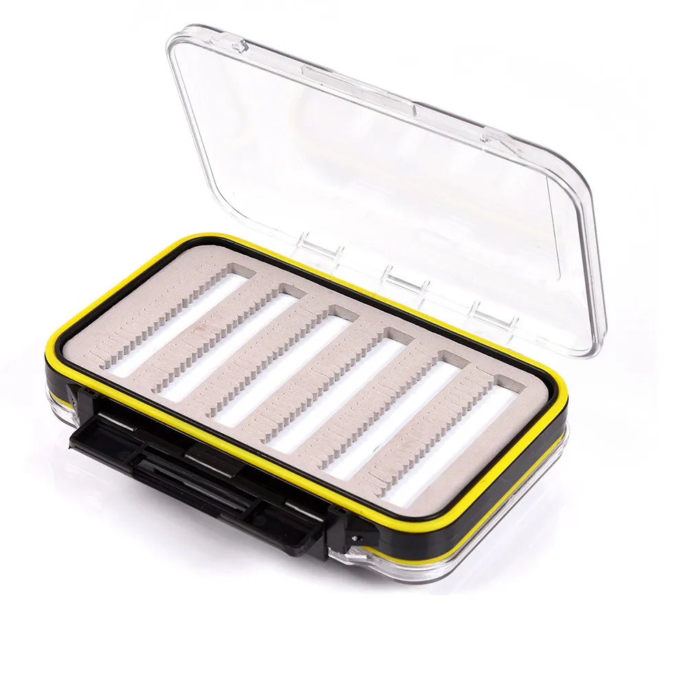 Double-Sided Transparent Fly Fishing Box Waterproof ABS Tackle Case for Outdoor Fishing Micro-Slit High-Density Storage