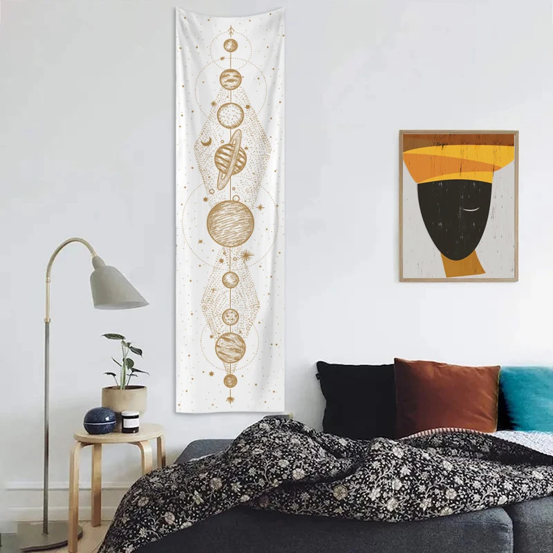 VIKAMA Vertical Bar Sun Moon Celestial Wall Hanging Bedroom Dormitory Minimalist Atmosphere Home Decoration