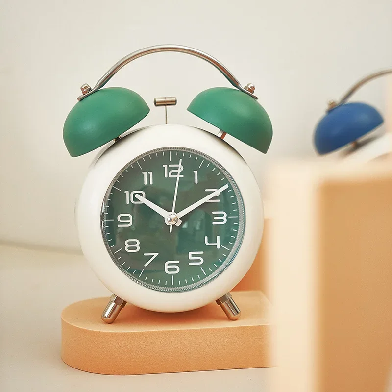 Children's Day Gift Alarm Clock Awakens Students Mechanical Metal Bell Digital Silent Night Light Bedroom Desktop Clock Clocks