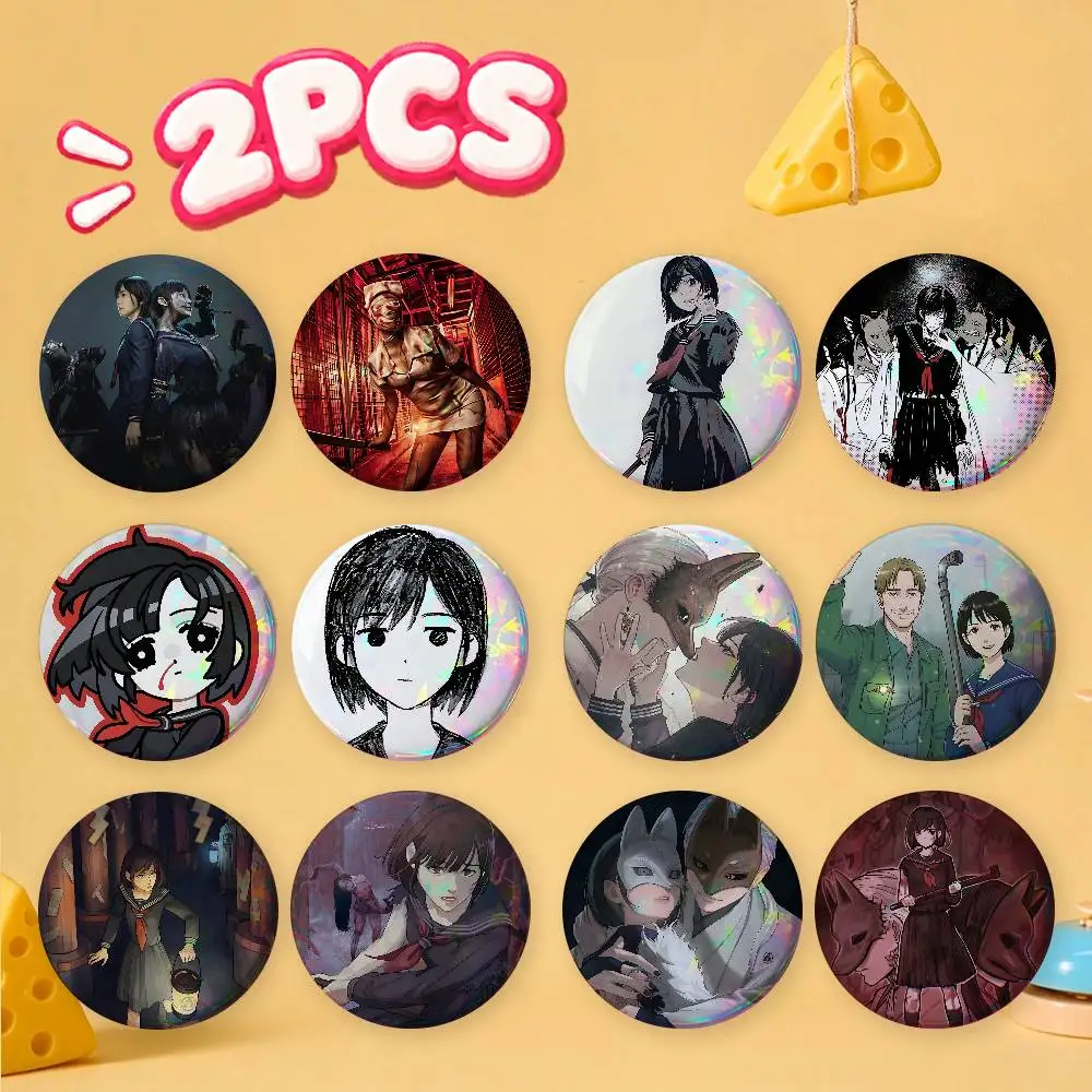 FOR SILENT HILL Hinako Shimizu 2Pcs Custom Round Badge Bundle Kawaii Button Pins Metal Brooch Pin Set for Accessories Collection