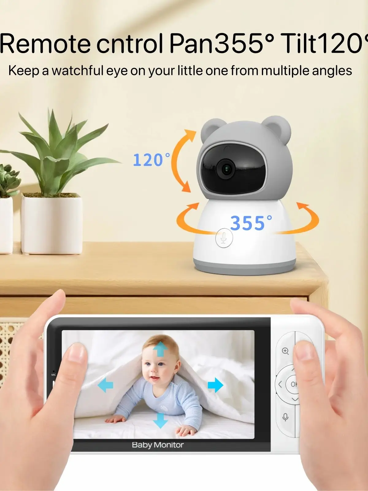 Tuya Smart Baby Monitors camera 5"1080P Display Temperatuurdetectie APP View Control Baby Nanny 2-weg audio Baby Cam - afbeelding 2