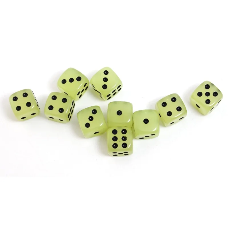 10-Pack D6 Six Faces Dice Glow in The Dark Die for DND, MTG, RPG, Tenzi, Farkle, Yahtzee, Bunco, Teaching Math, Table Board Game