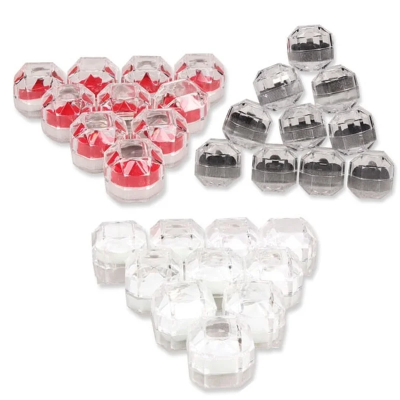 10Pcs Hot Sale Jewelry Packaging Box Ring Earring Cases Acrylic Transparent Wedding Packaging Woman Jewelry Box Cheap Wholesale