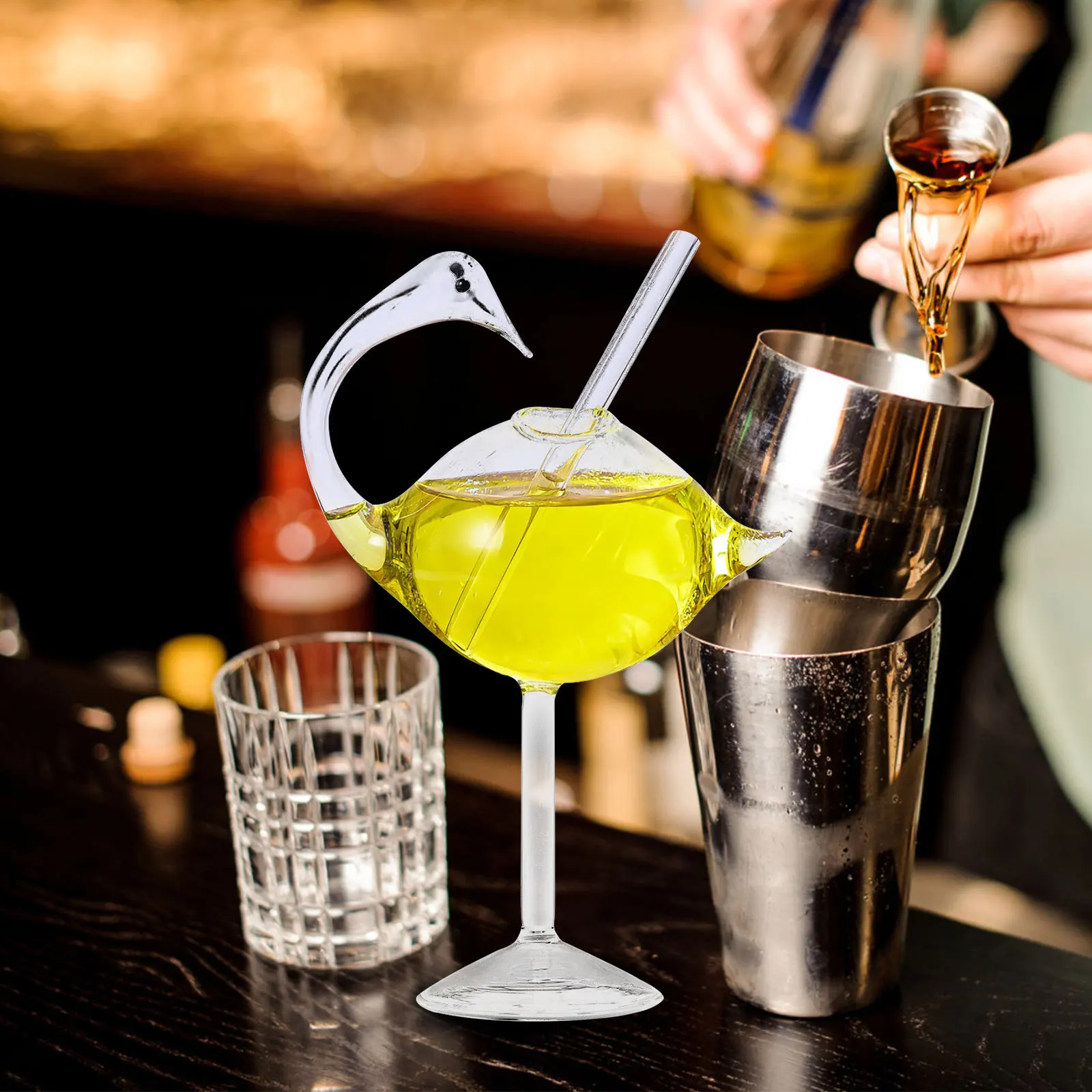 

Easy to Clean Glassware Party Supplies Swan Shape Cocktail Restaurant Swan-shaped Household Martini Glasses Transparent