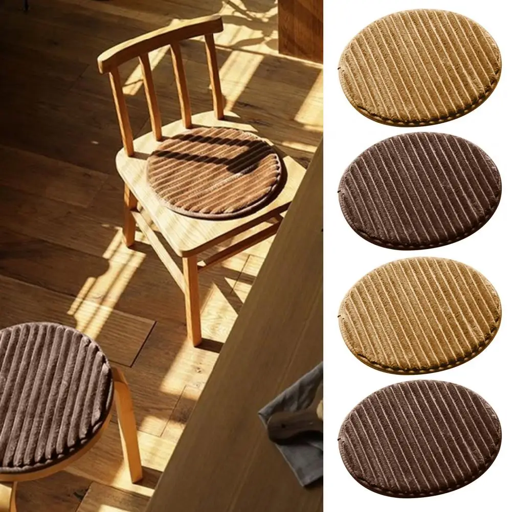 Japanese Style Double Layer Chair Cushion Breathable Round Thickened Striped Seat Mat Home Decor