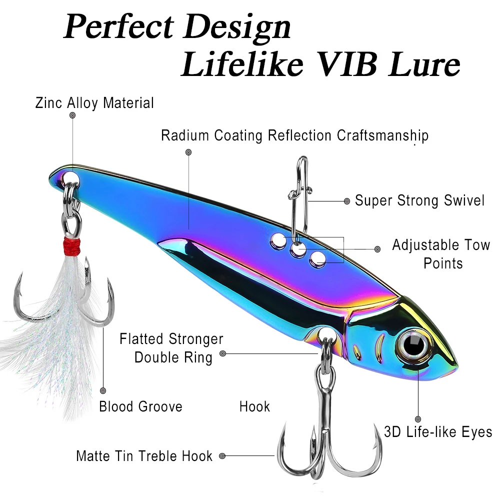 PROBEROS 1 Stück Bunter Vibrations-Paillettenköder 5g-20g Weitwurf-VIB-Angelköder Künstlicher Barschköder Sinkender Spinner Spoon Swimbait – Detail 3