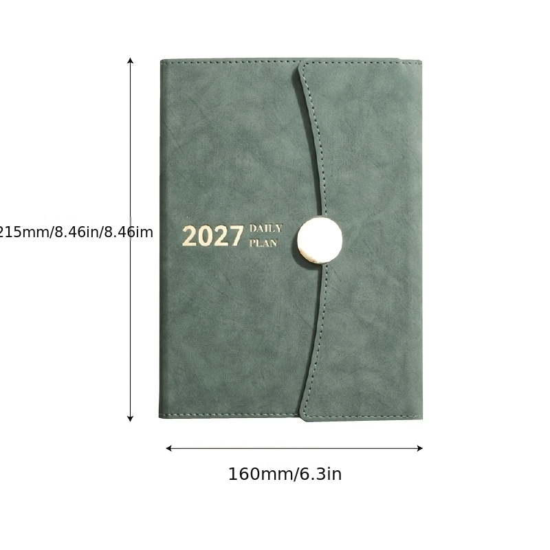 2027 Weekly Monthly Planner Faux Leather Snap Button Closure Agenda Journal Notebook Daily Organizer for Business Office School