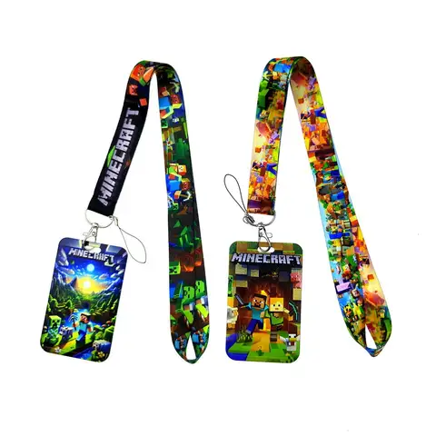 Minecrafte Cartoon Mobile Phone Lanyard Multi-color Long Non-tight Neck Cord MC Multi-function Card Holder Lanyard Action Toy