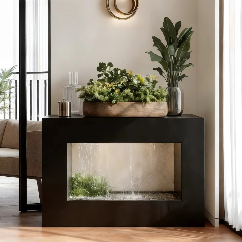 Modern simple stainless steel flower box office living room entrance decorative cabinet floor-to-ceiling high-end water