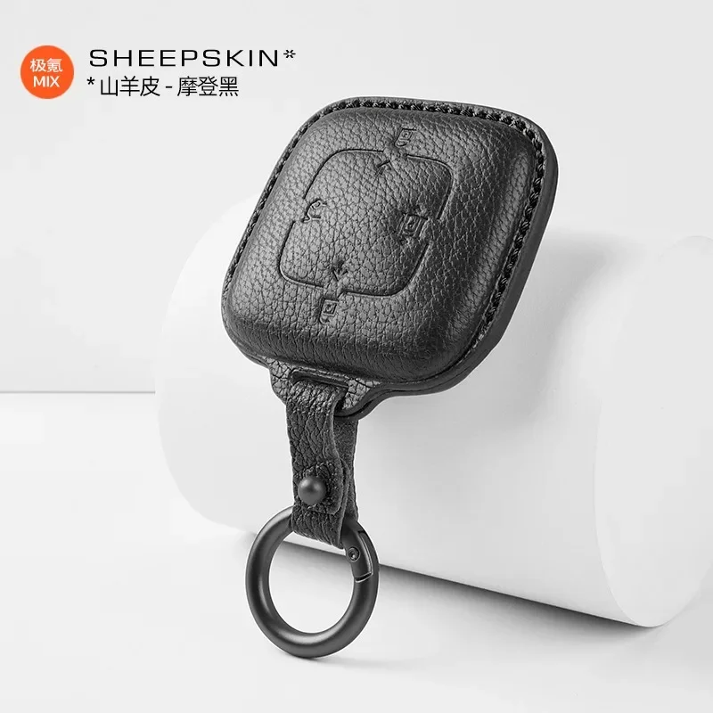 

Goat Leather Car Key Case Cover Holder Key Shell Buckle for Zeekr MIX