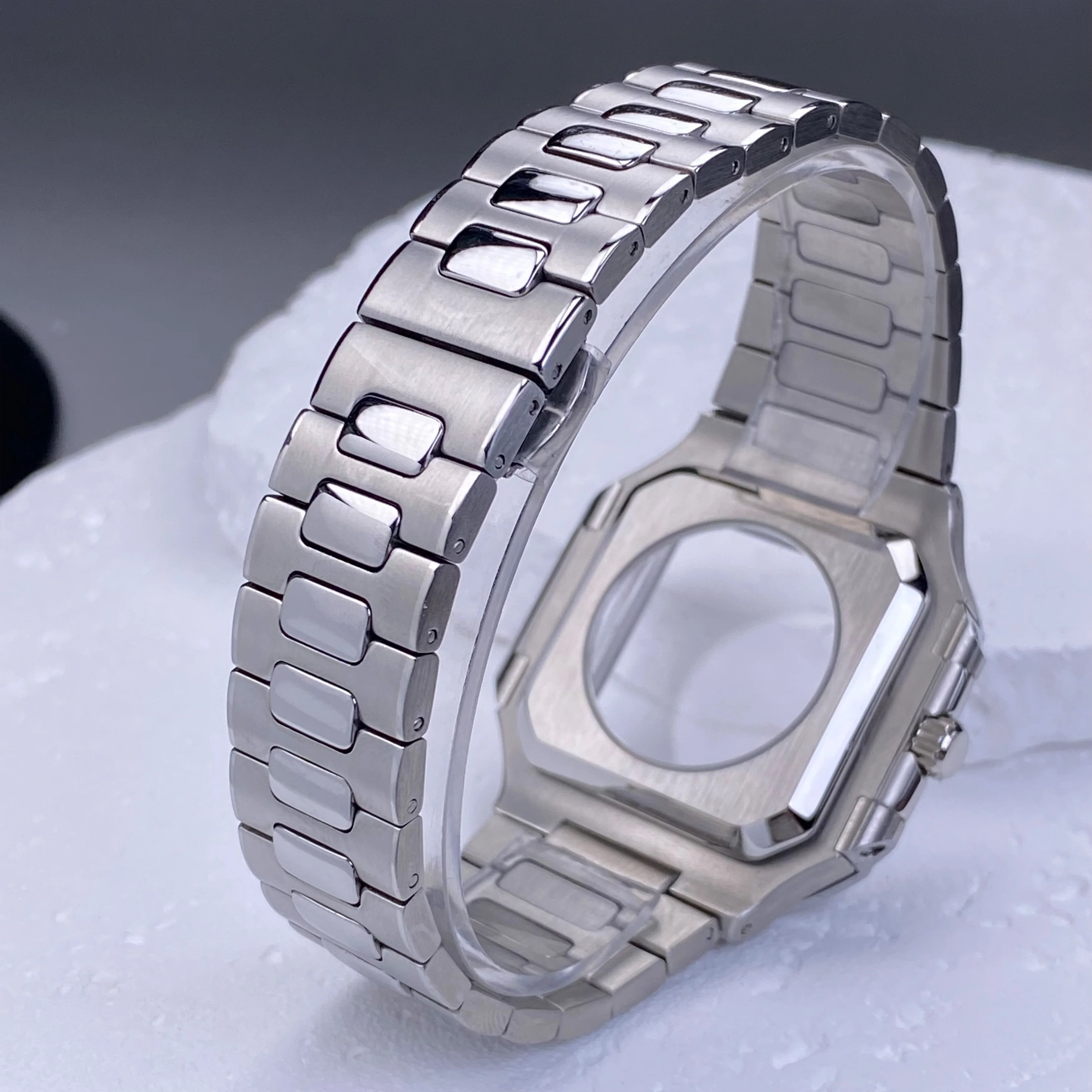 NH35 37.5mm per PP CUBITUS Cassa dell'orologio Accessori per Seiko NH35 NH36 cassa del movimento Misura 29.5mm Quadrante nero cinturino in acciaio inossidabile