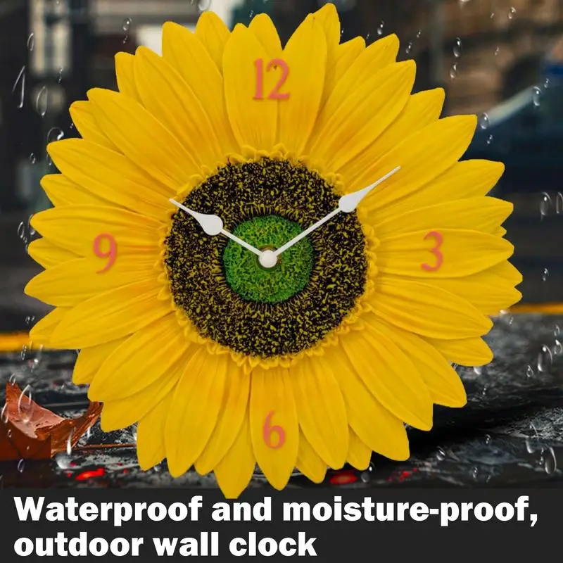 

Wall Flower Clocks Waterproof Modern Decor Sunflower Wall Clock Indoor Outdoor Ornament Vintage Country Floral Wall Clock For