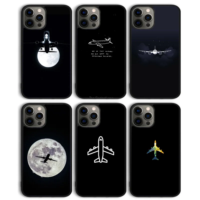 Aircraft Plane Airplane Black Phone Case Back Cover for iPhone 16 15 SE2020 14 13 11 12 Pro Max mini XS XR PlusS Shell Coque