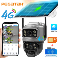 V380 Dual Lens 4G Solar Camera PIR Human Detection Night Vision Security Video Waterproof IP Camara 8MP 4K Battery CCTV Monitor