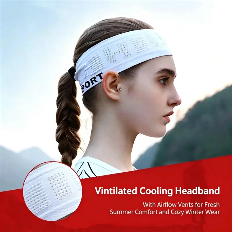 Quick Dry Stretchy Mesh Sports Sweatband Anti‑Slip Lightweight Absorbent Headband Hair Band For Running Yoga Workout Fitness Gym