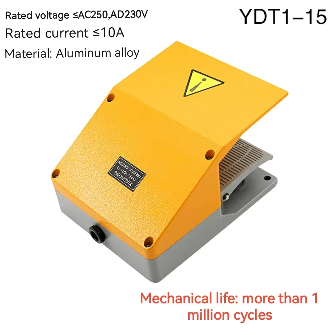 

Переключатель педали WZAZDQ YDT1-15, алюминиевая стандартная желтая педаль с двумя педальными выключателями, переключатель аксессуаров для станка