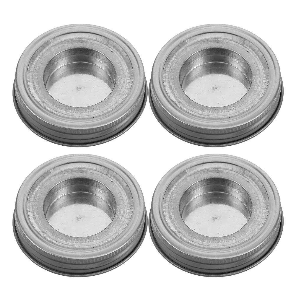 1Set Minimalist Stainless Steel Jar Holder Lid Fits Regular Mouth Jars Secure Tealight Holder Home Decor