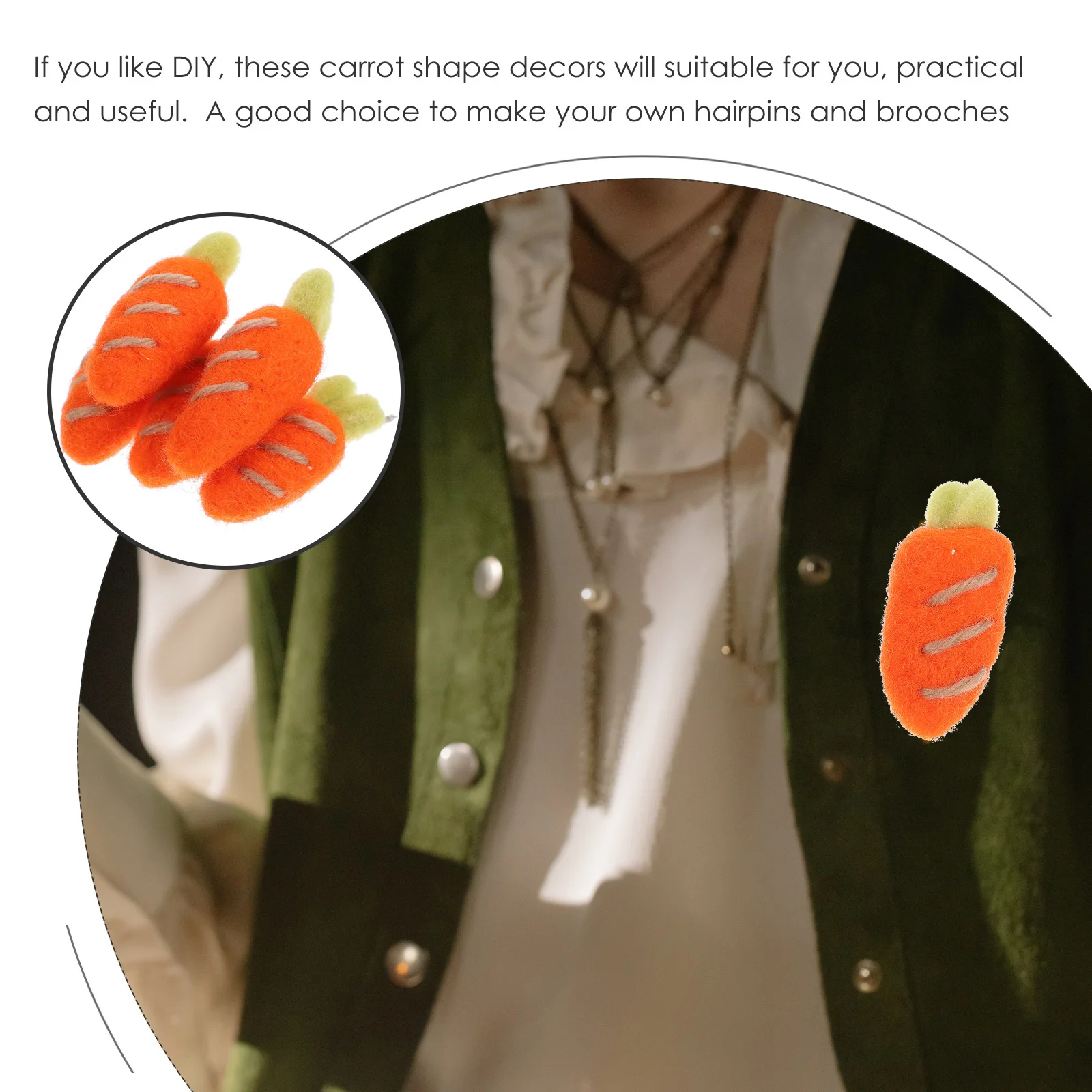 5 قطع من ديكور اللباد على شكل جزرة كرتونية يمكنك صنعها بنفسك لوازم حرفية صوفية صغيرة الحجم وخفيفة الوزن لمشابك الشعر والسترات #2