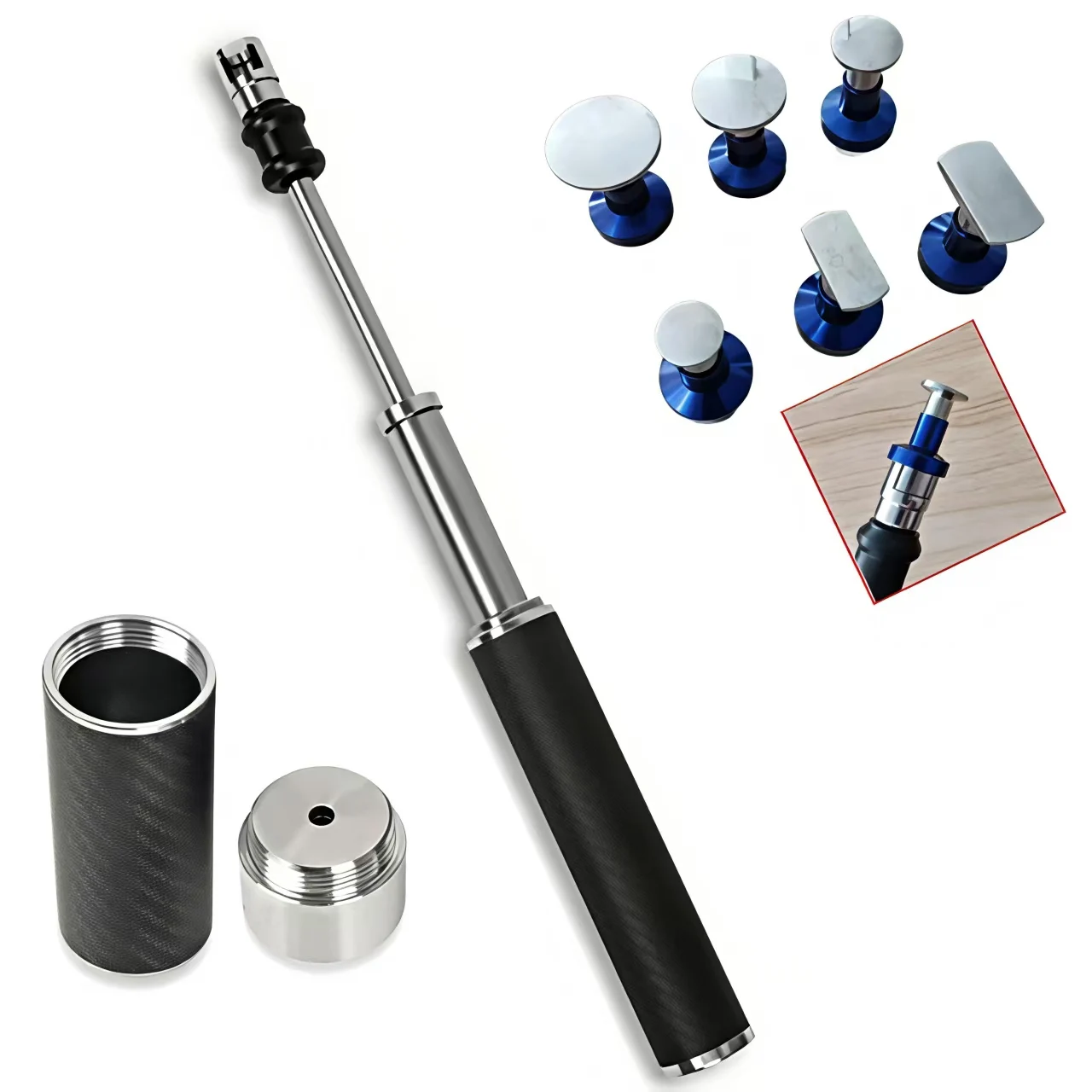 Slide Hammer Dent Puller Kit With Storage Case Carbon Fiber Grip Retractable Stainless Steel 6  Tabs  Car Dent Repair Tool