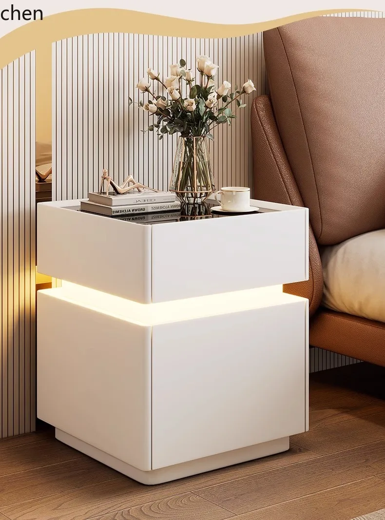 

LXC all solid wood bedside table fingerprint lock safe bedroom bedside storage cabinet free installation