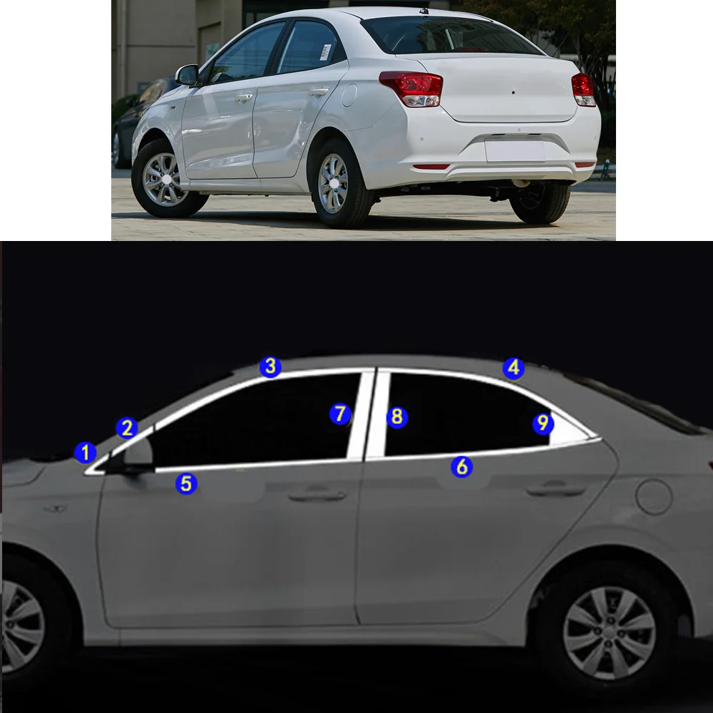 Car Styling Sticker Garnish Pillar Window Middle Strip Trim Frame Hoods Parts For Hyundai Reina 2018 2019 2020 2021