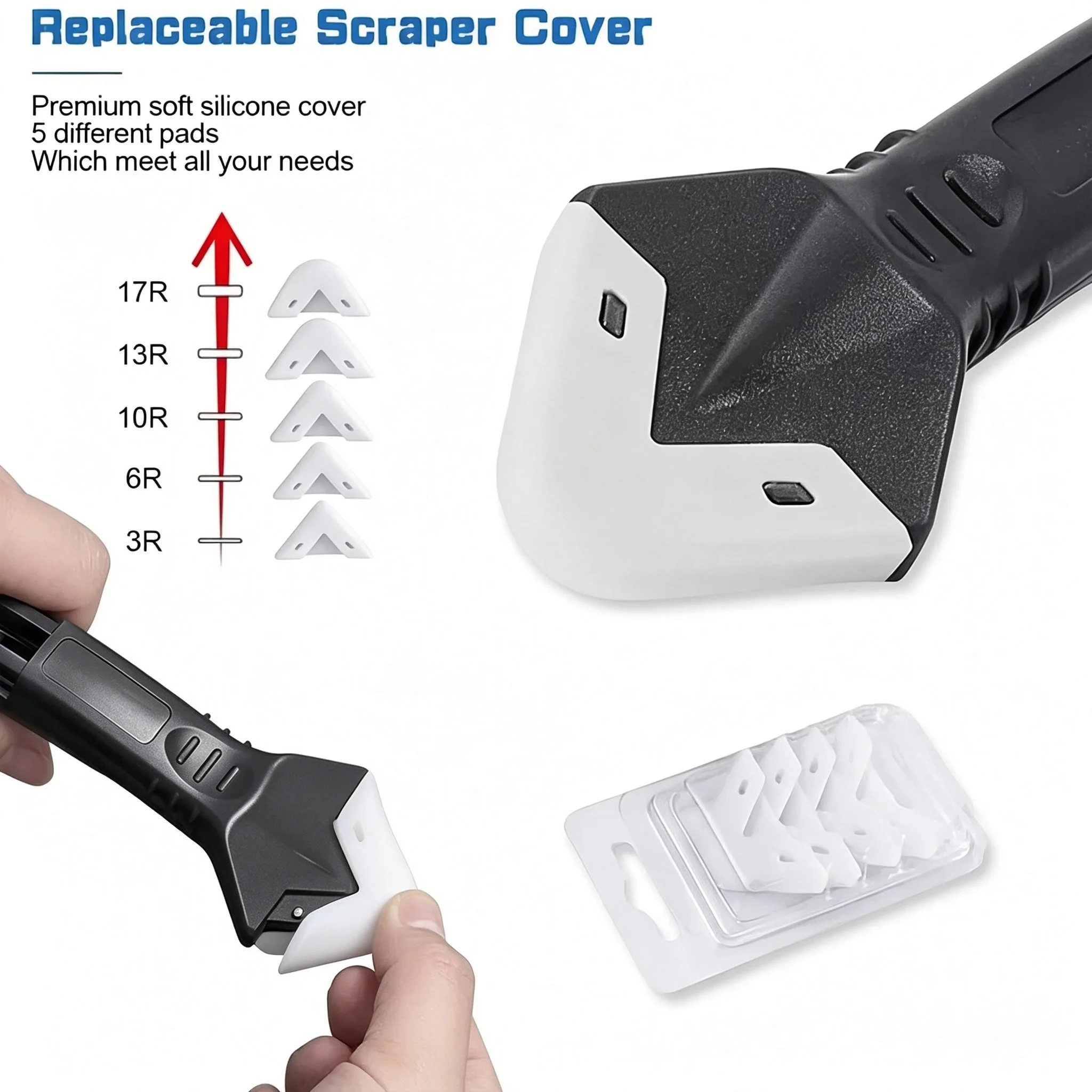 5 In 1 Angle Scraper Shovel Sealant Smooth Tool Metal Tip Remover Caulking Finisher Floor Glue Cleaning Silicone Set Hand Tool